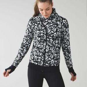 Lululemon Cozy Cuddle Up Jacket Women’s 4 Fleur Sombre Black White Zip Up Floral